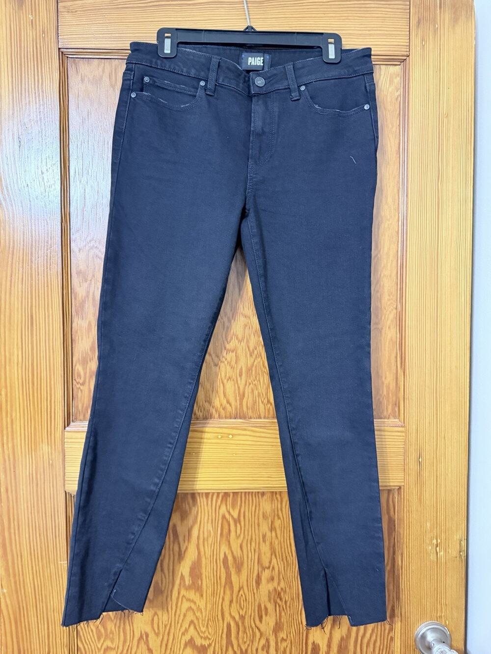 PAIGE Verdugo Ankle Twisted Inseam Jeans Womens 30 Nightfall Noir Black Skinny